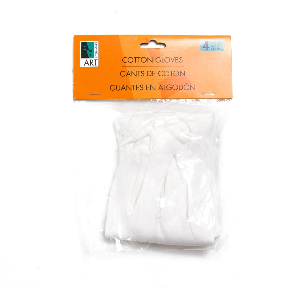 Art Alternatives, Soft White, Cotton Gloves, 4 Pack